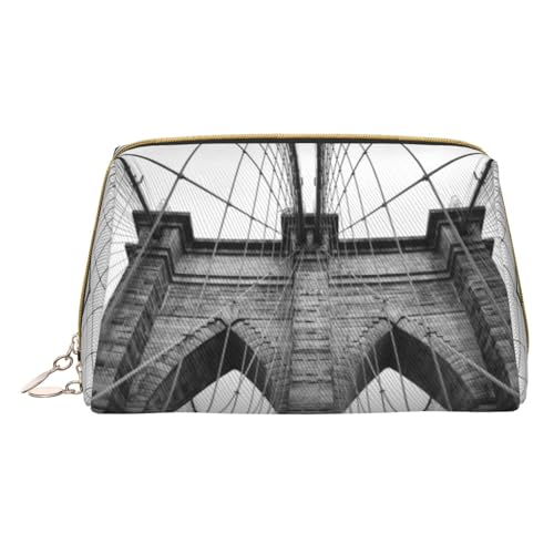 Brooklyn Bridge Make-up-Tasche für Reisen, Leder, Kosmetiktasche, tragbare Kulturbeutel, Organizer für Damen/Herren, Brooklyn Bridge, Einheitsgröße von KIROJA