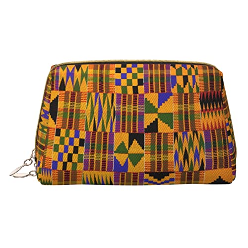 Bunte Make-up-Tasche mit Musiknoten für Reisen, Leder-Kosmetiktasche, tragbare Kulturbeutel, Organizer für Damen/Herren, Afrikanisches Weben, Einheitsgröße von KIROJA