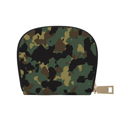 KIROJA Brooklyn Bridge Leder-Kartenfächer, Kreditkartenetui, kleines Kartenetui mit Reißverschluss für Damen/Herren, Akkordeon-Kartenetui, Camouflage-Muster, Einheitsgröße von KIROJA