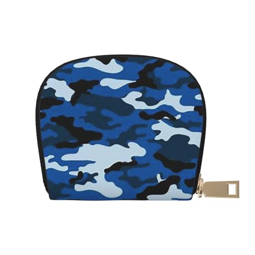 KIROJA Klavier/Violine, Musiknoten, Leder, Kartenfächer, Kreditkartenetui, kleines Kartenetui mit Reißverschluss für Damen/Herren, Akkordeon-Kartenetui, blau camouflage, Einheitsgröße von KIROJA