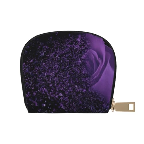 KIROJA Tropische Blätter Leder Kartenfächer Kreditkartenetui Kleine Kartenetui mit Reißverschluss für Damen/Herren, Akkordeon-Kartenetui, Purple Rose, Einheitsgröße von KIROJA