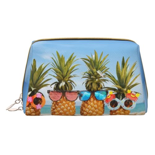 Ocean Beach Ananas-Make-up-Tasche für Reisen, Leder, Kosmetiktasche, tragbare Kulturbeutel, Organizer für Damen/Herren, Ocean Beach Ananas, Einheitsgröße von KIROJA