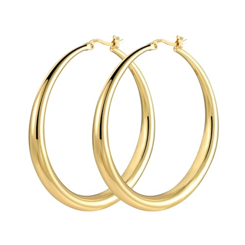 Große Creolen Ohrring für Damen, Hypoallergene aus S925-Sterlingsilber leicht goldene große Creolen Schmuck Geschenk für Frauen 5,1 cm von KISSPAT