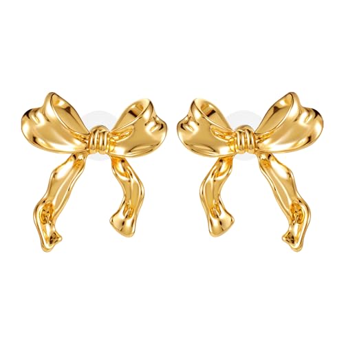 Schleifen Ohrringe für Damen, Gold Modisch Bogen Ohrstecker Ohrringe, Hypoallergen Leichte Schleifen Schmuck für Frauen von KISSPAT