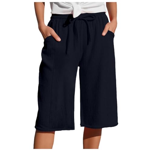 KJameas Culotte Damen Sommer 3/4 Musselin Hose Leicht Loose Sommerhose Bequeme Elastische Stoffhose Locker Caprihose Freizeit Strandhose Jogginghose mit Taschen Kordelzug KJameas Culotte Damen Sommer 3/4 Musselin Hose Leicht Loose Sommerhose Bequeme Elastische Stoffhose Locker Caprihose Freizeit Strandhose Jogginghose mit Taschen Kordelzug von KJameas