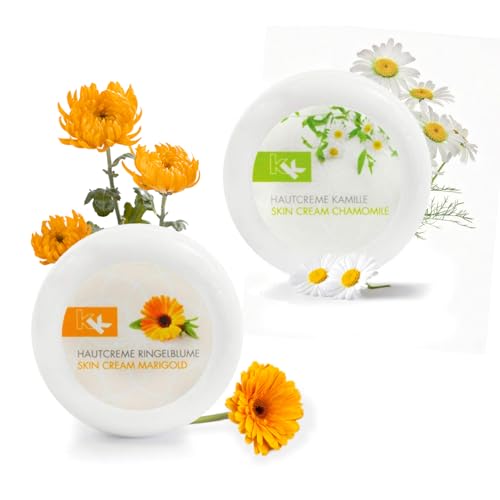 KK Hautcreme trockene Haut, 2x 100 ml, Dose mit Kamille und Ringelblume, Körpercreme Damen und Herren, schnell einziehend, für alle Hauttypen KK Hautcreme trockene Haut, 2x 100 ml, Dose mit Kamille und Ringelblume, Körpercreme Damen und Herren, schnell einziehend, für alle Hauttypen von KK
