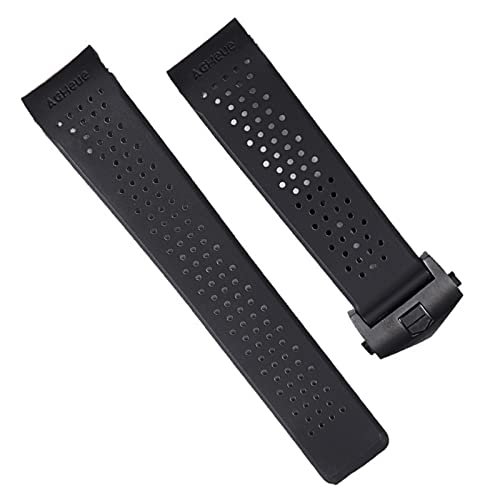 KKFAUS Klassisches 22 24 mm Gummi-Uhrenarmband für Tag Heuer Carrera Herren Silikon-Armband Deplyment Clasp Logo On, 24 mm, Achat von KKFAUS