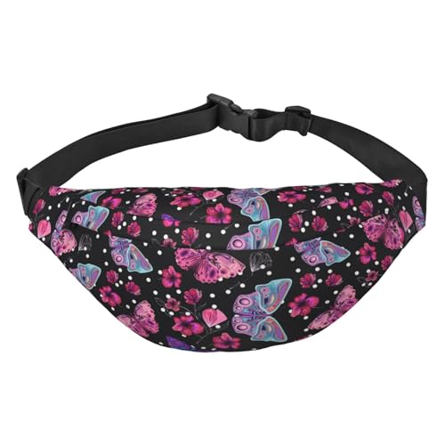 Bauchtasche für Damen und Herren, Boho-Blumen-Mandala, große Umhängetasche, Gürteltasche für Workout, Wandern, Laufen, Reisen, Hellrosa Schmetterlingsmuster, hellrosa Schmetterlingsmuster, Bauchtasche für Damen und Herren, Boho-Blumen-Mandala, große Umhängetasche, Gürteltasche für Workout, Wandern, Laufen, Reisen, Hellrosa Schmetterlingsmuster, hellrosa Schmetterlingsmuster, von KKKKKOUU