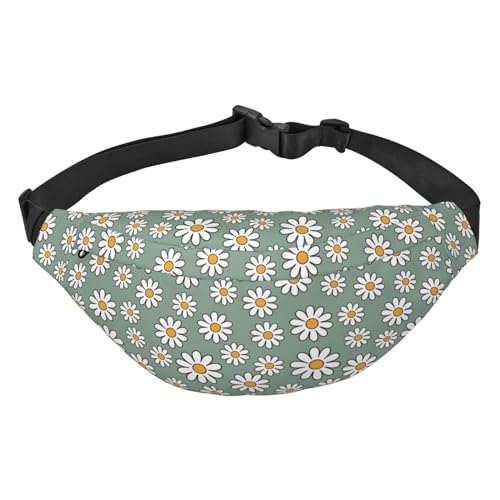 Bauchtasche für Damen und Herren, Salbeigrün mit Gänseblümchenmuster, große Umhängetasche, Gürteltasche für Workout, Wandern, Laufen, Reisen, Salbeigrünes Gänseblümchen-Muster, Salbeigrün, Bauchtasche für Damen und Herren, Salbeigrün mit Gänseblümchenmuster, große Umhängetasche, Gürteltasche für Workout, Wandern, Laufen, Reisen, Salbeigrünes Gänseblümchen-Muster, Salbeigrün, von KKKKKOUU