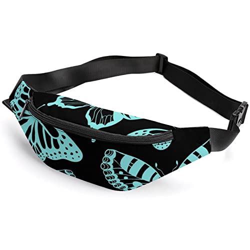 Bauchtasche für Erwachsene und Kinder, abstraktes Zebra-Tigerstreifen, Sport-Hüfttasche für Männer und Frauen, Blauer schöner Schmetterling, Einheitsgröße, Hüfttaschen Bauchtasche für Erwachsene und Kinder, abstraktes Zebra-Tigerstreifen, Sport-Hüfttasche für Männer und Frauen, Blauer schöner Schmetterling, Einheitsgröße, Hüfttaschen von KKKKKOUU