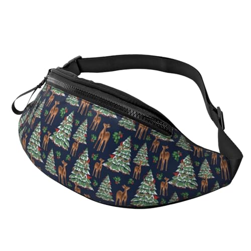 Crossbody-Bauchtasche für Damen und Herren, bemalt, niedlicher Hirsch, Weihnachtsbaum, Laufgürteltasche, Reise-Hüfttasche für Damen und Herren, Schwarz , Einheitsgröße, Hüfttaschen Crossbody-Bauchtasche für Damen und Herren, bemalt, niedlicher Hirsch, Weihnachtsbaum, Laufgürteltasche, Reise-Hüfttasche für Damen und Herren, Schwarz , Einheitsgröße, Hüfttaschen von KKKKKOUU