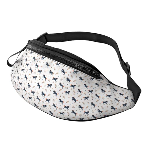 Crossbody-Bauchtasche für Damen und Herren, niedliches Cartoon-Pferd, Blumenblätter, Laufgürteltasche, Reise-Hüfttasche für Damen und Herren, Schwarz , Einheitsgröße, Hüfttaschen Crossbody-Bauchtasche für Damen und Herren, niedliches Cartoon-Pferd, Blumenblätter, Laufgürteltasche, Reise-Hüfttasche für Damen und Herren, Schwarz , Einheitsgröße, Hüfttaschen von KKKKKOUU