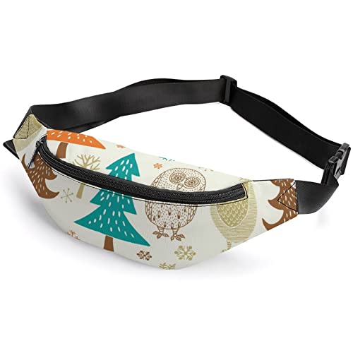 Doodle Hundepfoten-Gürteltasche, für Erwachsene und Kinder, Sporttasche für Männer und Frauen, Winterwald mit Eule, Einheitsgröße, Hüfttaschen Doodle Hundepfoten-Gürteltasche, für Erwachsene und Kinder, Sporttasche für Männer und Frauen, Winterwald mit Eule, Einheitsgröße, Hüfttaschen von KKKKKOUU