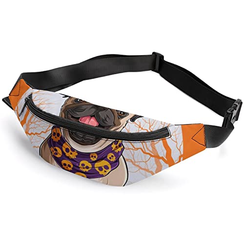 Gürteltasche für Erwachsene und Kinder, Motiv: Erdbeer-Unkrautblätter, Sportgürteltasche für Männer und Frauen, Mops für Halloween, Einheitsgröße, Hüfttaschen Gürteltasche für Erwachsene und Kinder, Motiv: Erdbeer-Unkrautblätter, Sportgürteltasche für Männer und Frauen, Mops für Halloween, Einheitsgröße, Hüfttaschen von KKKKKOUU