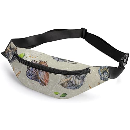 Gürteltasche für Erwachsene und Kinder, Motiv: Krabbe, Seepferdchen, Sport, für Männer und Frauen, Retro-Muschelmuster, Einheitsgröße, Hüfttaschen Gürteltasche für Erwachsene und Kinder, Motiv: Krabbe, Seepferdchen, Sport, für Männer und Frauen, Retro-Muschelmuster, Einheitsgröße, Hüfttaschen von KKKKKOUU