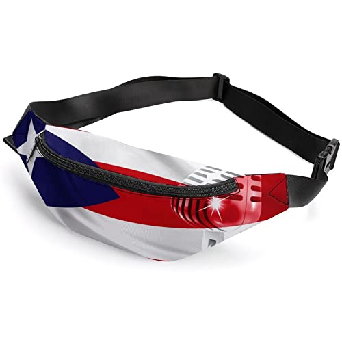 Gürteltasche mit Mikrofon auf Flagge von Puerto Rico, für Erwachsene und Kinder, Sporttasche für Männer und Frauen, Schwarz , Einheitsgröße, Hüfttaschen Gürteltasche mit Mikrofon auf Flagge von Puerto Rico, für Erwachsene und Kinder, Sporttasche für Männer und Frauen, Schwarz , Einheitsgröße, Hüfttaschen von KKKKKOUU