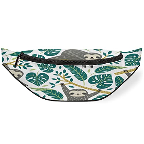 Gürteltasche mit Tierfaultier, für Damen und Herren, tropische Palme, Gürteltasche, Crossbody, verstellbarer Gürtelriemen für Reisen, Laufen, Wandern, Wandern, Radfahren, Schwarz , Einheitsgröße, Gürteltasche mit Tierfaultier, für Damen und Herren, tropische Palme, Gürteltasche, Crossbody, verstellbarer Gürtelriemen für Reisen, Laufen, Wandern, Wandern, Radfahren, Schwarz , Einheitsgröße, von KKKKKOUU