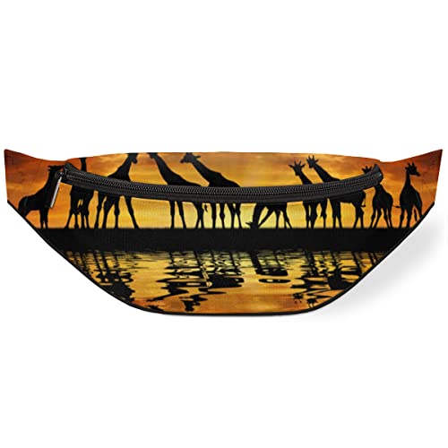 Gürteltasche mit afrikanischer Giraffe für Damen und Herren, Tier, Sonnenuntergang, Gürteltasche, Crossbody, verstellbarer Gürtelriemen für Reisen, Laufen, Wandern, Spazierengehen, Radfahren, Schwarz Gürteltasche mit afrikanischer Giraffe für Damen und Herren, Tier, Sonnenuntergang, Gürteltasche, Crossbody, verstellbarer Gürtelriemen für Reisen, Laufen, Wandern, Spazierengehen, Radfahren, Schwarz von KKKKKOUU