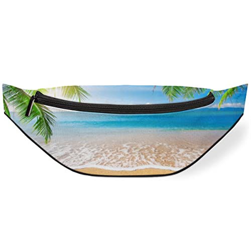 Summer Ocean Beach Hüfttasche für Damen und Herren, tropische Blätter, Gürteltasche, Crossbody, verstellbarer Gürtelriemen für Reisen, Laufen, Wandern, Spazierengehen, Radfahren, Schwarz , Summer Ocean Beach Hüfttasche für Damen und Herren, tropische Blätter, Gürteltasche, Crossbody, verstellbarer Gürtelriemen für Reisen, Laufen, Wandern, Spazierengehen, Radfahren, Schwarz , von KKKKKOUU
