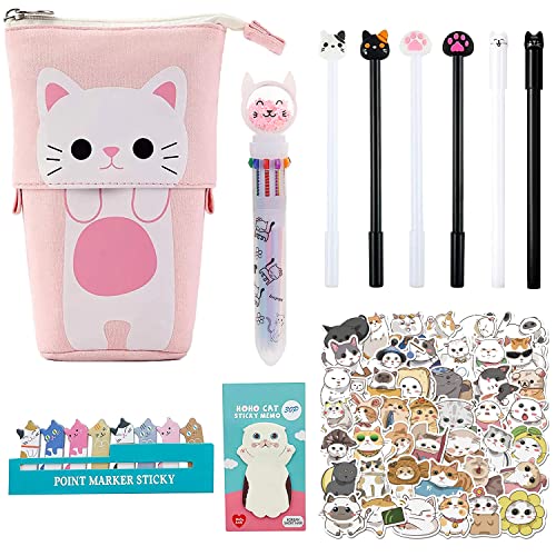 KKSJK Kinder Katzen Federmäppchen Set, 1 Katze Mäppchen, 1 Bunte Kugelschreiber, 6 Gelschreiber,62 Katzen Stickers, Sticky Notes, Geschenke für Mädchen KKSJK Kinder Katzen Federmäppchen Set, 1 Katze Mäppchen, 1 Bunte Kugelschreiber, 6 Gelschreiber,62 Katzen Stickers, Sticky Notes, Geschenke für Mädchen von KKSJK