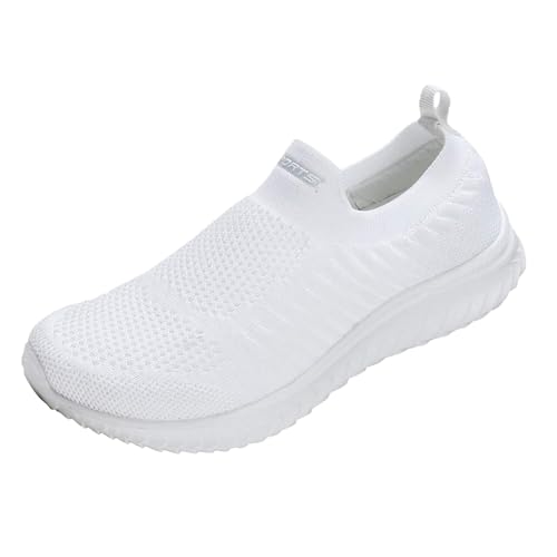 KKvoPiQ Atmungsaktive Sport-Freizeitschuhe für Damen, leichte Walk-Lauf-Sneaker Sneaker Damen Rom (White, 35) von KKvoPiQ