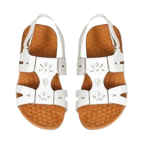 KKvoPiQ Damen Casual Paste Flache römische Schuhe Sommermode Damen Sandalen Schuhe Damen Schwarz Größe 41 (White, 37) von KKvoPiQ