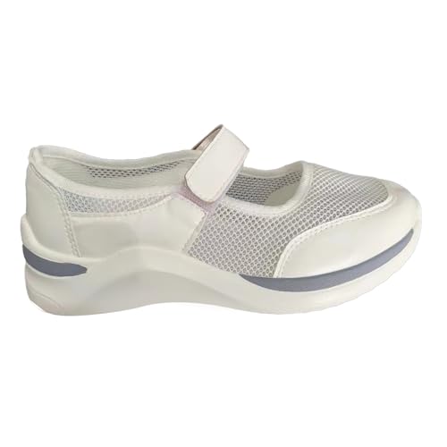 KKvoPiQ Damen-Frühling/Sommer-Einzelschuhe, dicke Sohle, atmungsaktiv, lässig, Mesh-Sandalen Damen Sandalen 43 (White, 37) von KKvoPiQ