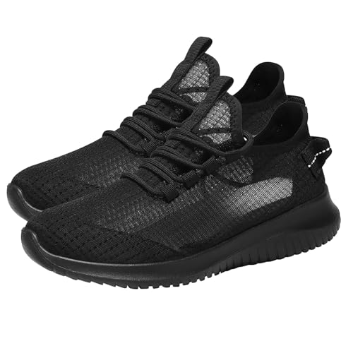 KKvoPiQ Damen Sommer Fly Woven leichte Mesh atmungsaktive und Bequeme Schnür-Sportschuhe Freizeitschuhe Krankenschwester Schuhe Damen 38 (Black, 38) von KKvoPiQ