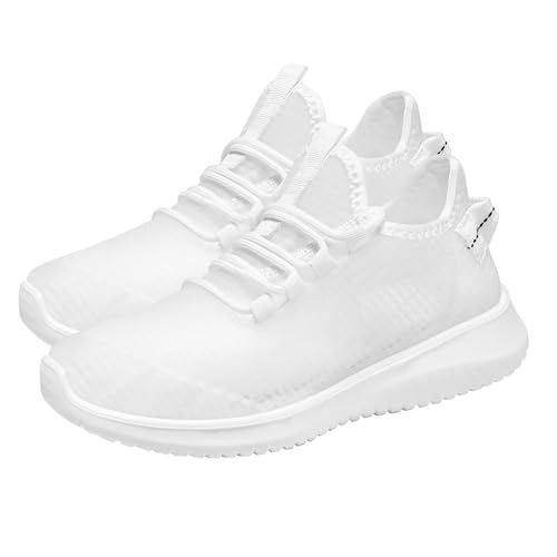 KKvoPiQ Damen Sommer Fly Woven leichte Mesh atmungsaktive und Bequeme Schnür-Sportschuhe Freizeitschuhe Krankenschwester Schuhe Damen 38 (White, 37) von KKvoPiQ