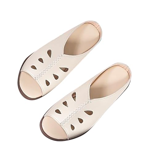 KKvoPiQ Damen-Sommerschuhe aus weichem mit einem Fuß auf dem mittleren Absatz und Strandpantoffeln und Sandalen mit dicker Sohle und schrägem Absatz Schuhe Damen Schwarz Mit Absatz Pumps (White, 40) von KKvoPiQ