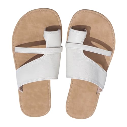 KKvoPiQ Damen Strand-Clip-Zehen-Hausschuhe, hohle lässige Hausschuhe, flache Schuhe, Vintage-Sandalen Sommer Damen Schuhe Sexy (White, 36) von KKvoPiQ