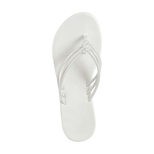 KKvoPiQ Damen Strand-Tanga-Hausschuhe, hohl, lässig, Clip-Toe-Hausschuhe, flache Schuhe, Vintage-Sandalen Schuhe Damen Schmal (White, 36) von KKvoPiQ