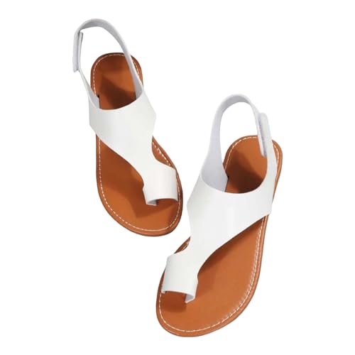 KKvoPiQ Damen-Strandsandalen, hohl, lässige Hausschuhe, flache Schuhe, Retro-Clip-Toe-Sandalen Keilabsatz Schuhe Damen Sommer Schwarz (White, 39) von KKvoPiQ