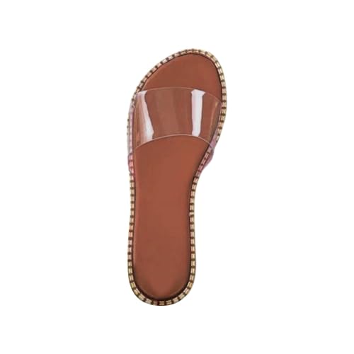 KKvoPiQ Damen-Strandsandalen, hohle lässige Hausschuhe, flache Schuhe, Retro-Sandalen Rutschfeste Schuhe Damen Metzgerei (Brown, 37) von KKvoPiQ