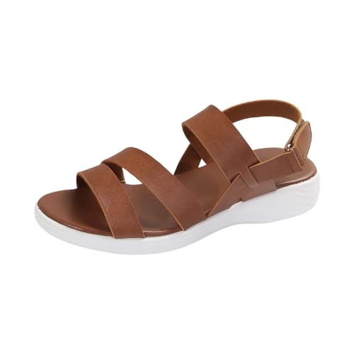 KKvoPiQ Frauen Casual Seite Hohl Gürtel Schnalle Slope Bottom Römische Schuhe Sommer Sandalen Sexy Damen Schuhe Mit Absatz (Brown, 39) von KKvoPiQ