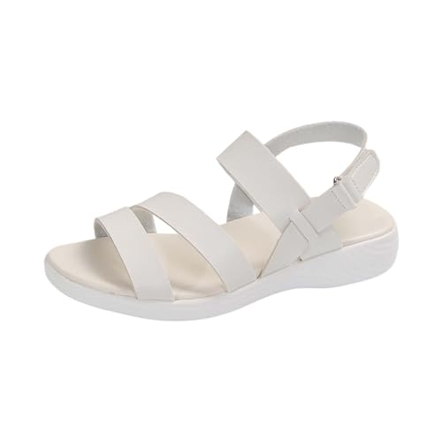 KKvoPiQ Frauen Casual Seite Hohl Gürtel Schnalle Slope Bottom Römische Schuhe Sommer Sandalen Sexy Damen Schuhe Mit Absatz (White, 38) von KKvoPiQ