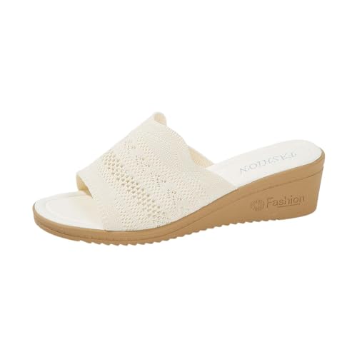 KKvoPiQ Frauen Strand Slope Heel Hausschuhe Hohl Mesh Casual Hausschuhe Slope Bottom Schuhe Retro Sandalen Find Damen Schuhe 39 (White, 37) von KKvoPiQ