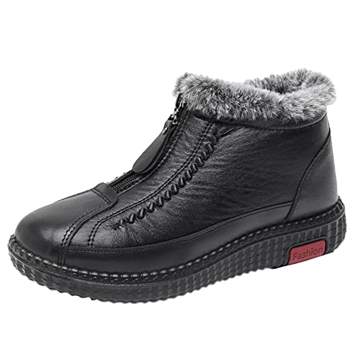 KKvoPiQ Gefütterte Damen Winter Stoffschuhe Frauen Baumwollschuhe Gefüllte Warme Flache Slip Kurze Stiefel Baumwollstiefel S Schuhe Damen Sneaker Gelb (Black, 39) von KKvoPiQ