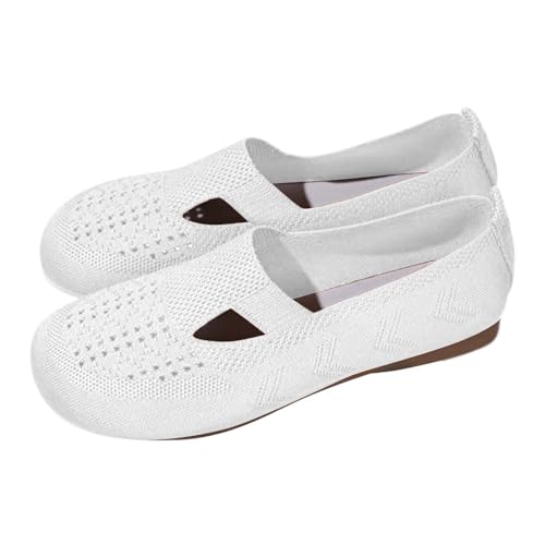 KKvoPiQ Gewebte orthopädische, atmungsaktive, weiche Damenschuhe zum Gehen, Slip-on-Schaumstoffschuhe, Hände schlüpfen in Sneakers, Fußgewölbeunterstützung Coole Schuhe Damen (White, 36) von KKvoPiQ