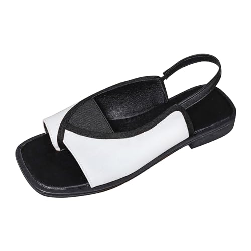 KKvoPiQ Große flache Sandalen weiblich 2024 Zehen europäische und amerikanische Köpfe Freizeit nach gemütlichen Außenhandel römischen Sandalen Leichtathletik Schuhe Damen (White, 39) von KKvoPiQ