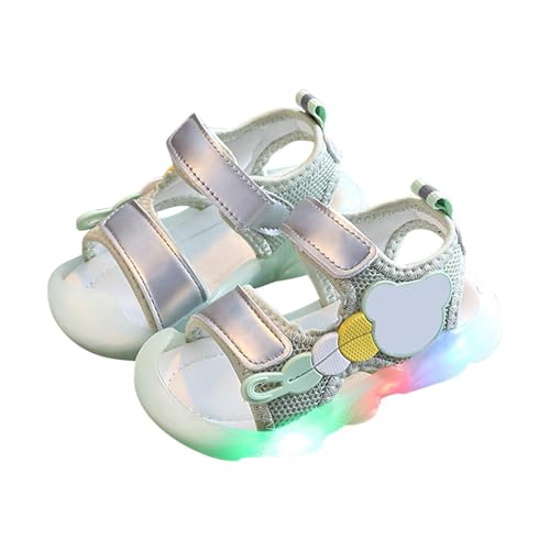 KKvoPiQ Kindersandale Junge LED-Leucht-Sportschuhe Freizeitschuhe Atmungsaktive Baby-Kinderschuhe Kinder Sandalen Junge 26 (Green, 22) von KKvoPiQ