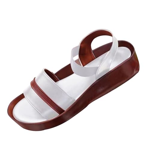 KKvoPiQ Modische und vielseitige Oberbekleidung für Damen mit dicken Riemchen und flachen Sandalen Sandalen Mit Keilabsatz Strass Damen Sommer (White, 37) von KKvoPiQ