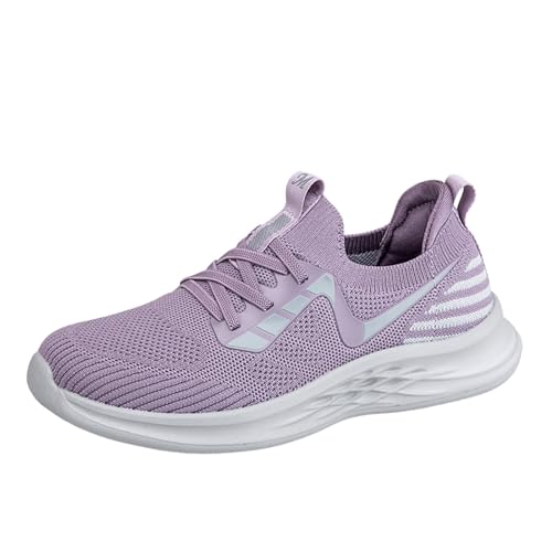 KKvoPiQ Paar Damen Frühling und Sommer rutschfeste Walking Mode leichte Schuhe Sport Freizeitschuhe Keilabsatz Schuhe Damen Stiefeletten (Purple, 35) von KKvoPiQ