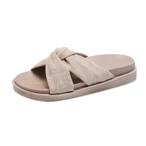 KKvoPiQ Sommer-koreanische Damen-Slipper mit offenem Zehenbereich, flachem Boden, Oberbekleidung, Dicke Sohle, einzeilige Strandhausschuhe Schuhe Rollen Damen (White, 35) von KKvoPiQ