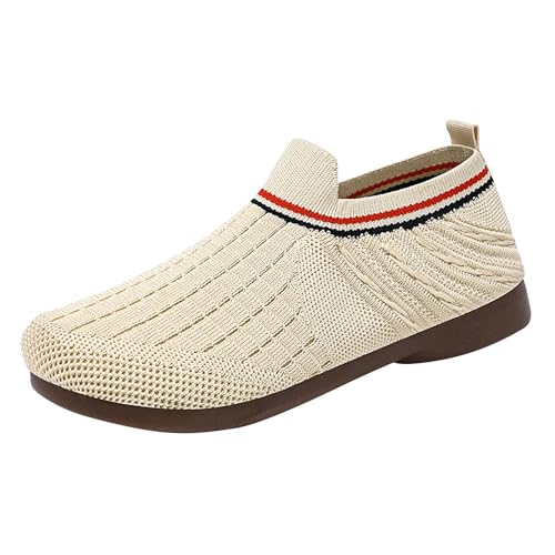 KKvoPiQ Sommerlich gewebte, atmungsaktive, farbblockierende Freizeitschuhe für Damen mit weicher Sohle 95 Schuhe Damen (Khaki, 35) von KKvoPiQ