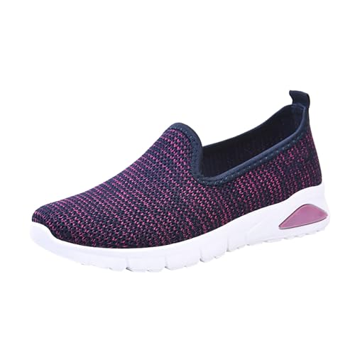 KKvoPiQ Weiche orthopädische Schuhe für Damen, atmungsaktiv, gewebt, zum Gehen, Slip-On-Schaumstoffschuhe, Fußgewölbeunterstützung, Hände, Slip-In-Sneaker Schuhe Damen Classic (Purple, 37) von KKvoPiQ