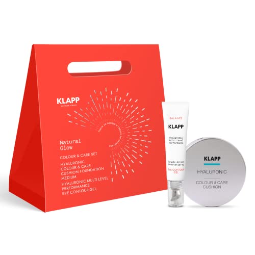 KLAPP Cosmetics - Natural Glow Colour & Care Set Medium - Christmas 2023 (Colour & Care Cushion Foundation Medium 15g + BALANCE Eye Contour Gel 15ml) von KLAPP