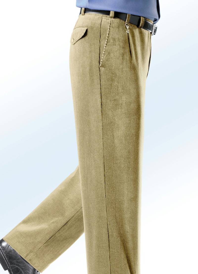 Cordhose von „Klaus Modelle“ mit Zieranhänger in 4 Farben, Beige, Größe 102 von KLAUS MODELLE