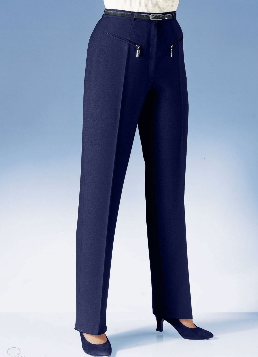 Hose mit paspelierten Reißverschluss-Taschen, Marine, Größe 19 von KLAUS MODELLE