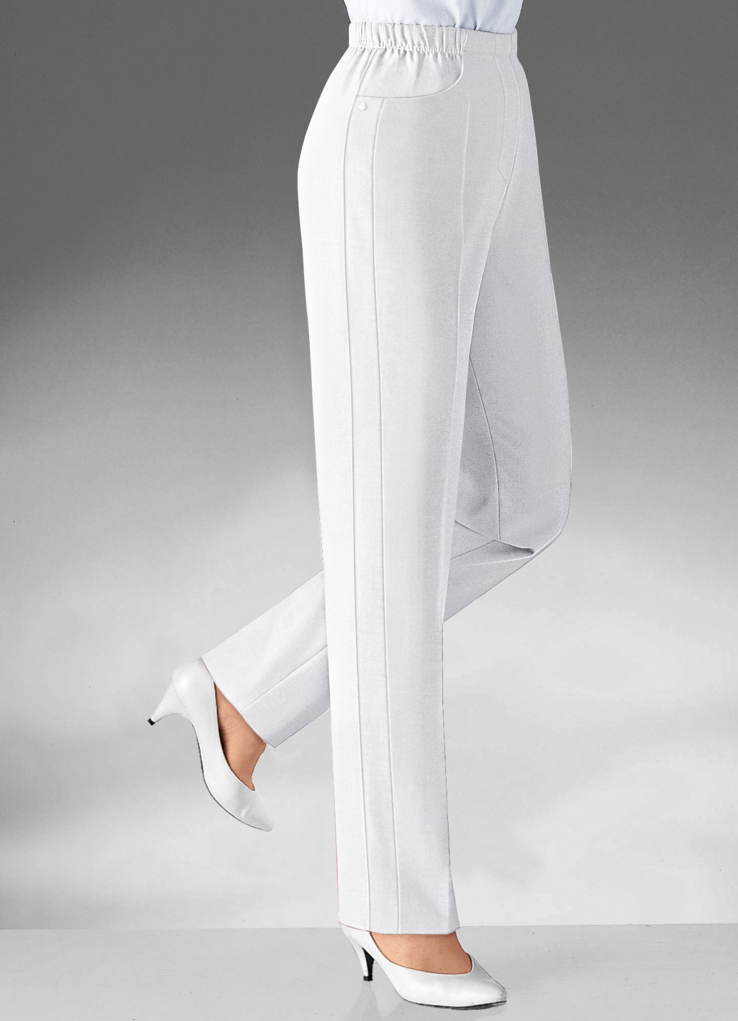 Hose mit vorverlegter Seitennaht in 8 Farben, Weiss, Größe 215 von KLAUS MODELLE